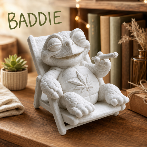 Shellax Baddie – unbemalte weiße Schildkrötenfigur aus PLA+ zum Selbstgestalten, Ansicht 2.