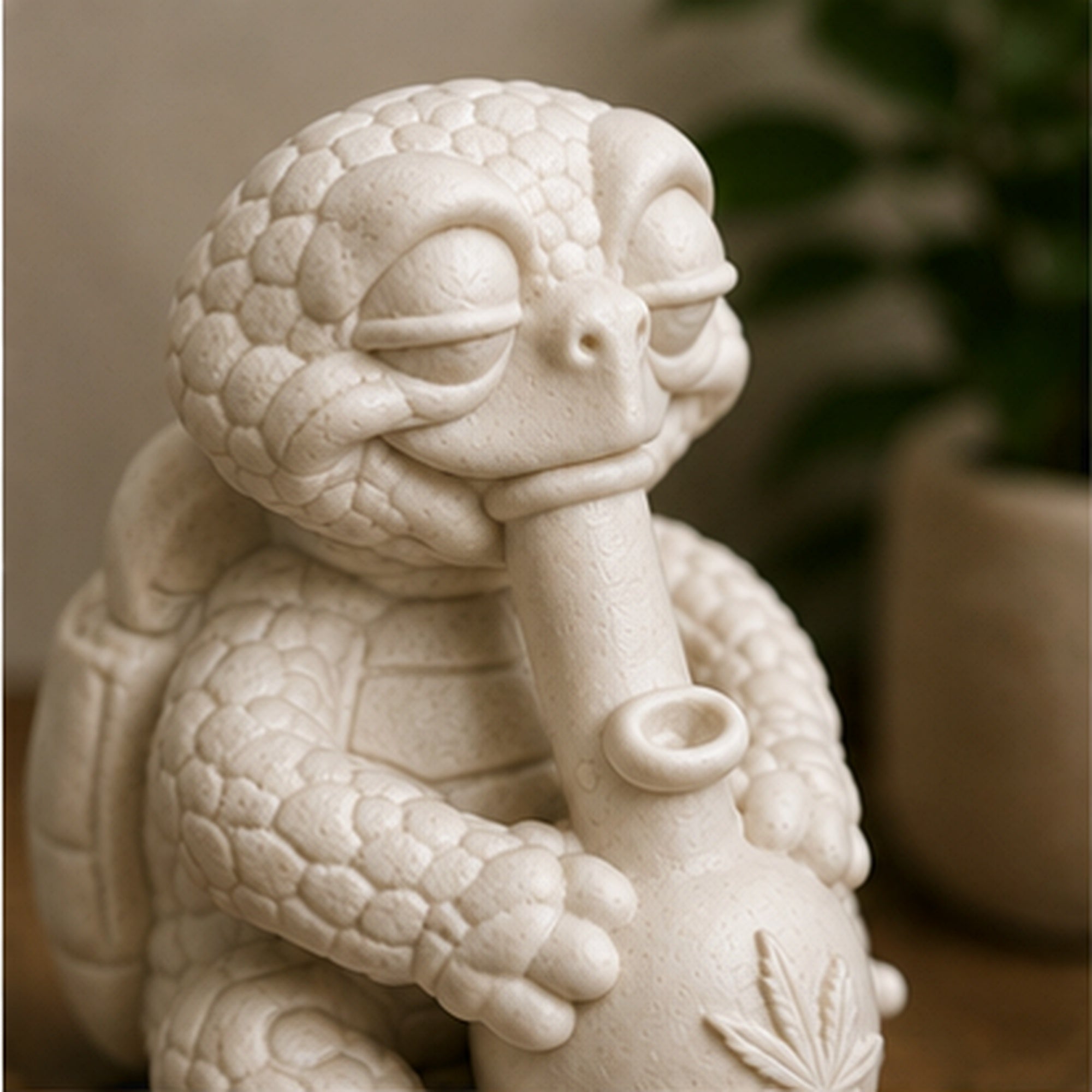 Detailaufnahme der Shellax Figur Marley mit sichtbarer weißer PLA+ Oberfläche.