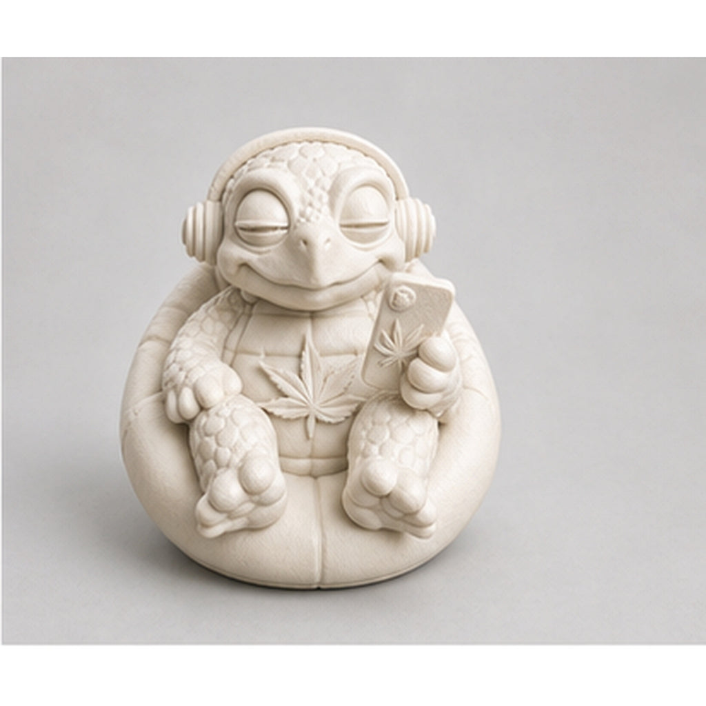 Studioansicht der weißen Shellax Figur Nala aus PLA+ vor neutralem Hintergrund.