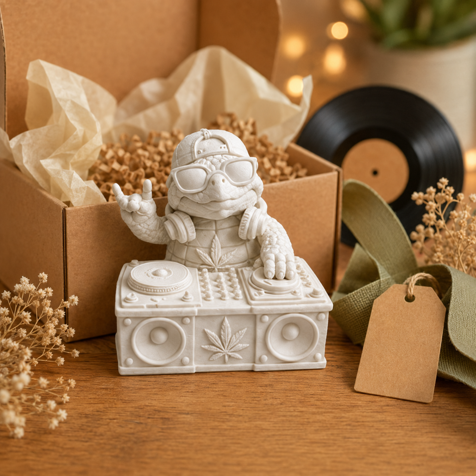 Shellax DJ – weiße Schildkrötenfigur aus der Shellax-Kollektion, Ansicht 7.