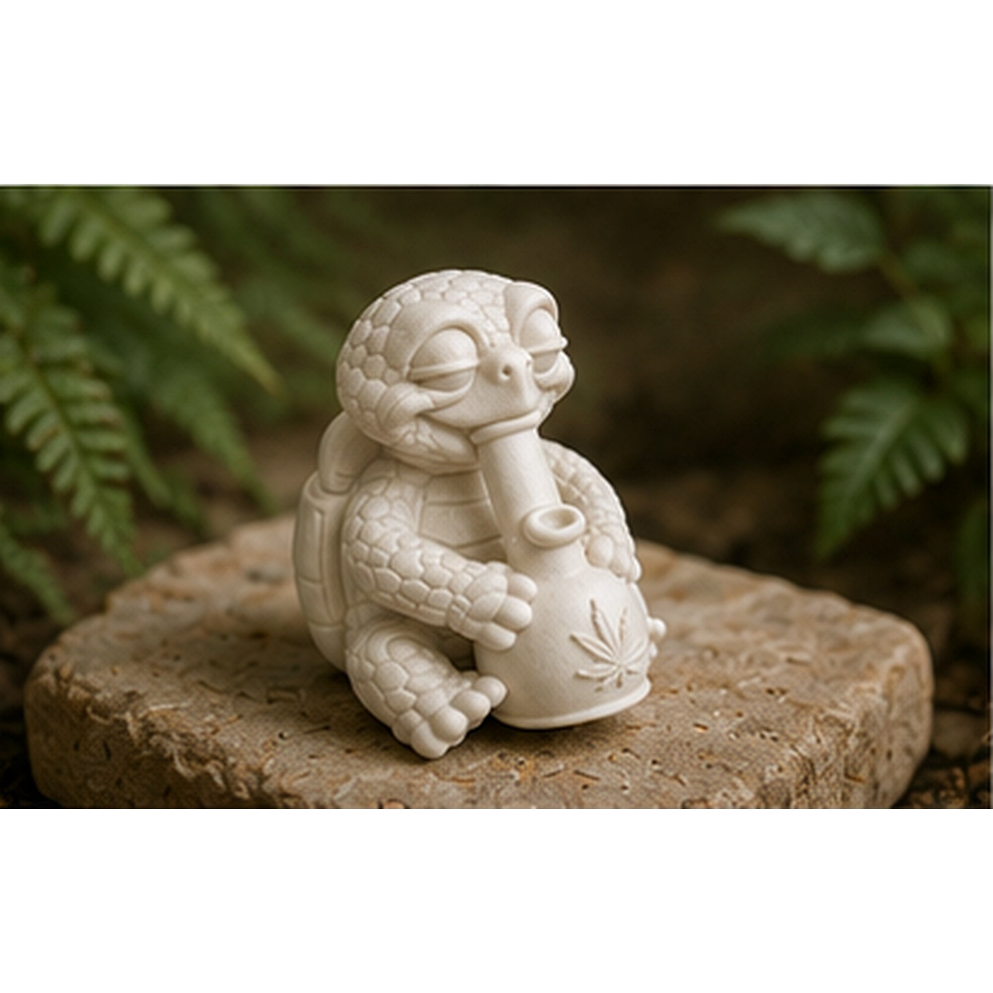 Shellax Figur Marley zusammen mit weiteren weißen Schildkrötenfiguren aus der Kollektion.