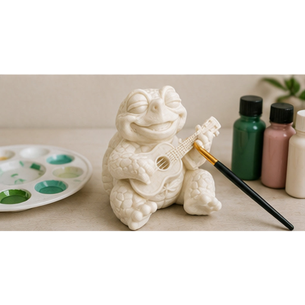 DIY-Szene mit Shellax Ray beim Bemalen mit Acrylfarben oder Acrylmarkern.