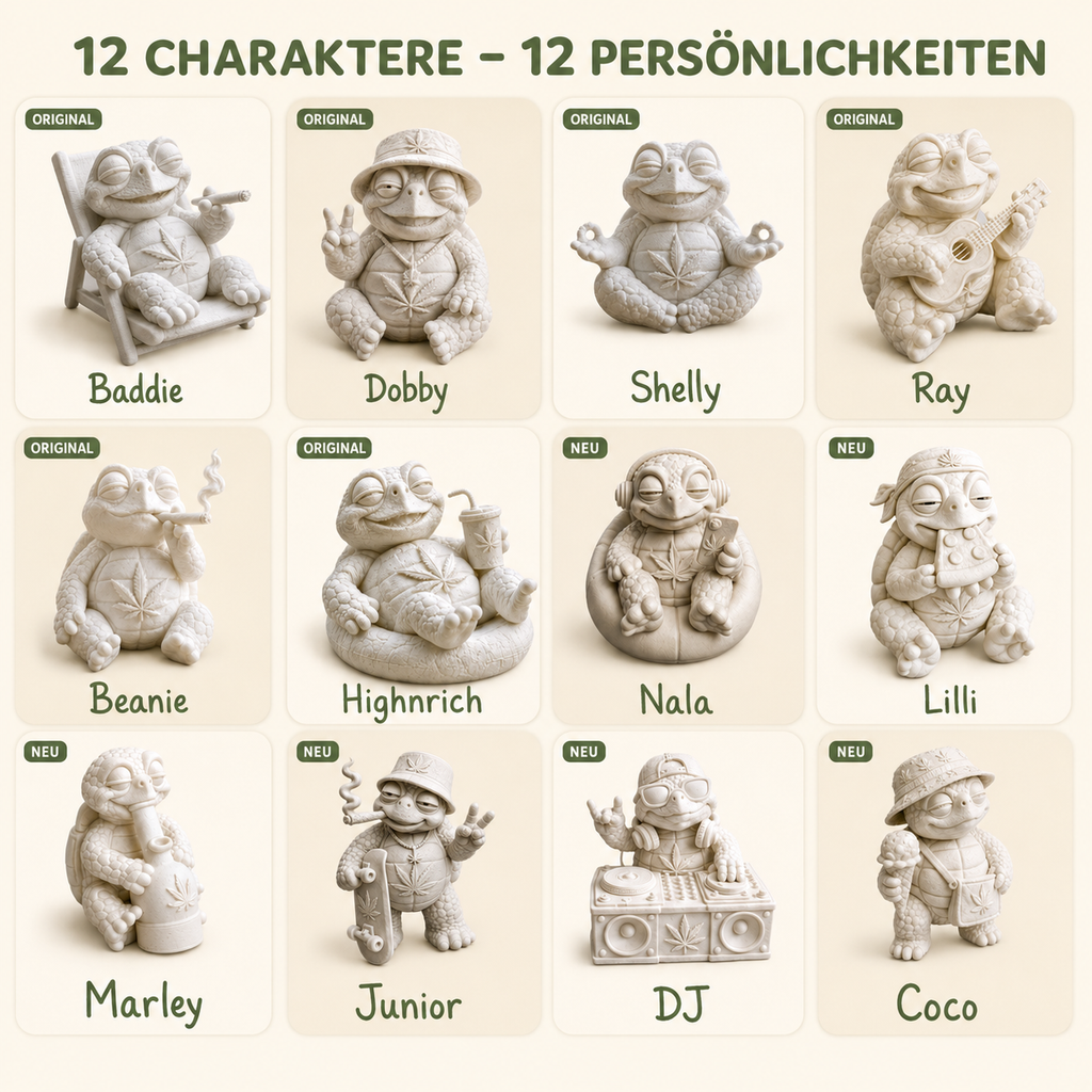 Shellax 2er-Set – Auswahl weißer Shellax Schildkrötenfiguren aus PLA+ zum Bemalen.
