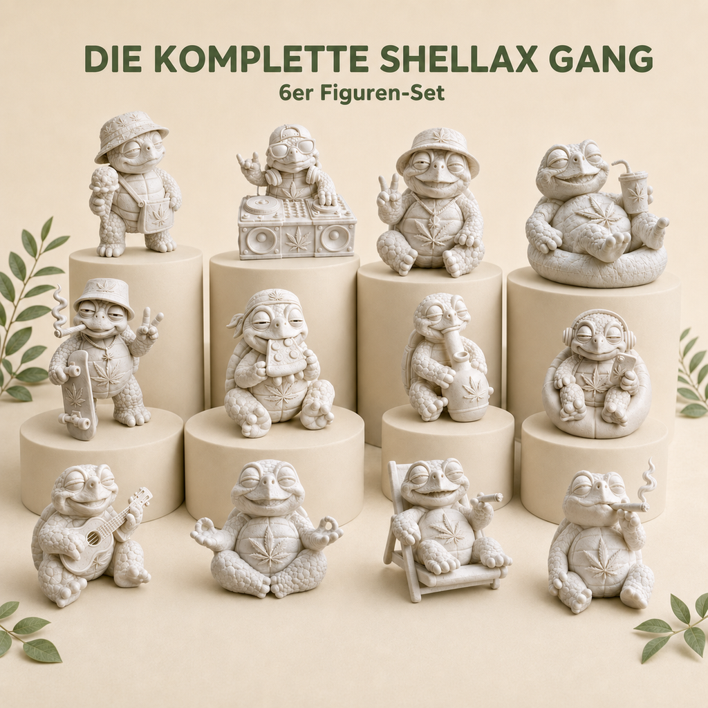 Shellax 6er-Set – sechs weiße 3D-Druck-Schildkröten zum Bemalen als DIY-Set.