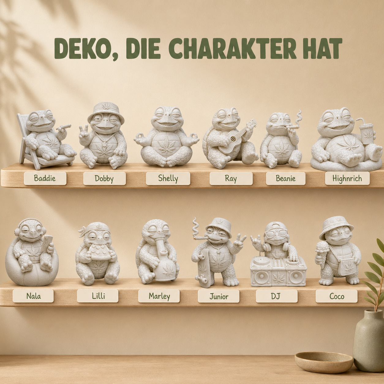 Shellax 3er-Set – kreative Ansicht weißer Schildkrötenfiguren zum Selbstbemalen.