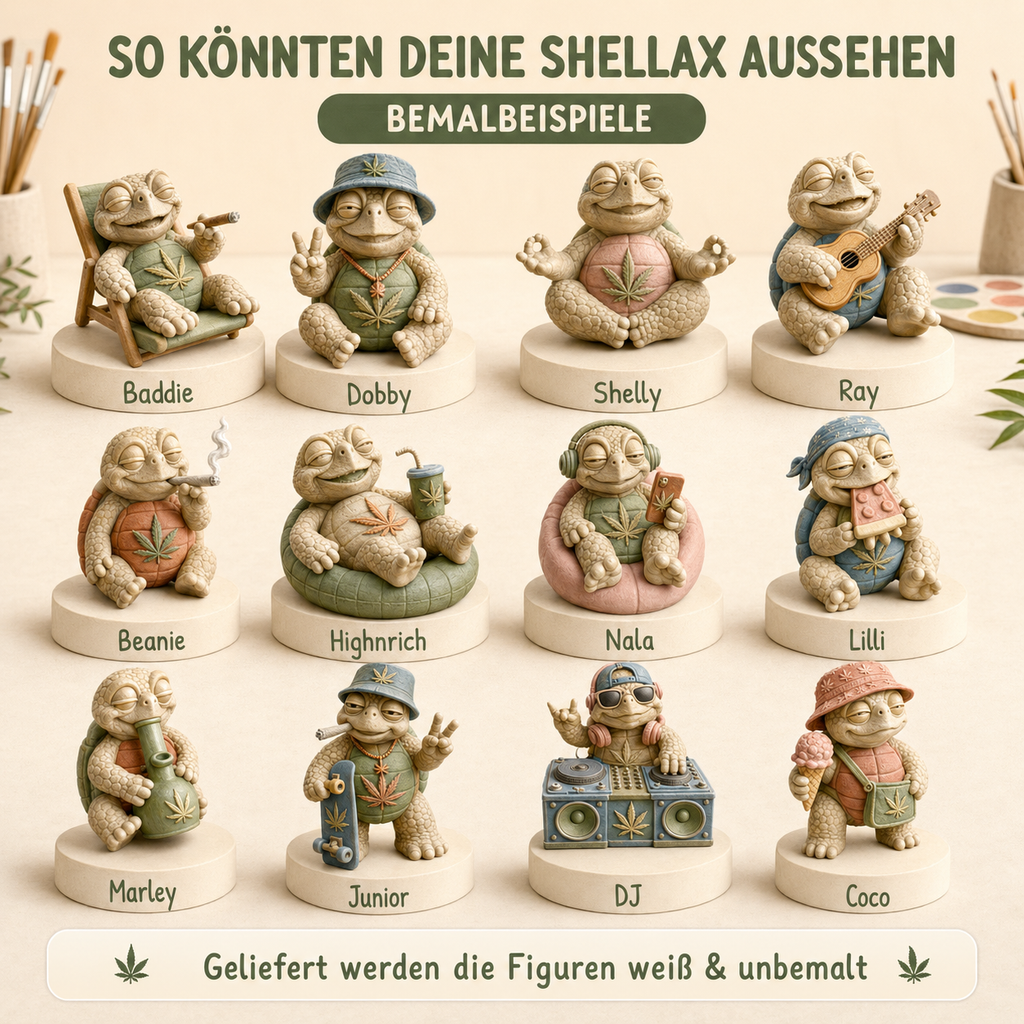 Shellax 2er-Set – weiße PLA+ Schildkrötenfiguren zum Bemalen und Sammeln.