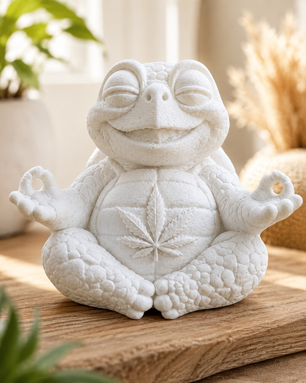 Weiße, unbemalte Shellax Schildkrötenfigur Shelly aus PLA+ als 3D-Druck-Deko zum Bemalen.