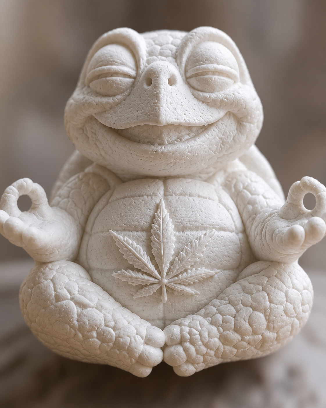 Detailaufnahme der Shellax Figur Shelly mit sichtbarer weißer PLA+ Oberfläche.