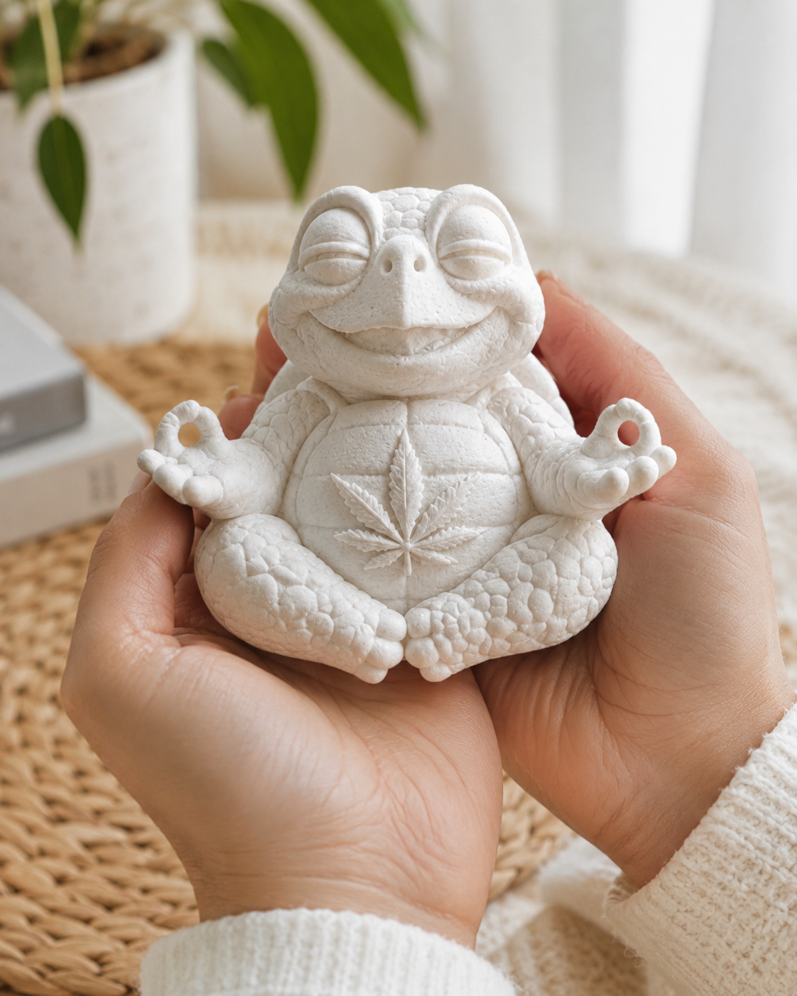 Shellax Schildkröte Shelly in anderer Ansicht als weiße DIY-Figur zum Bemalen.