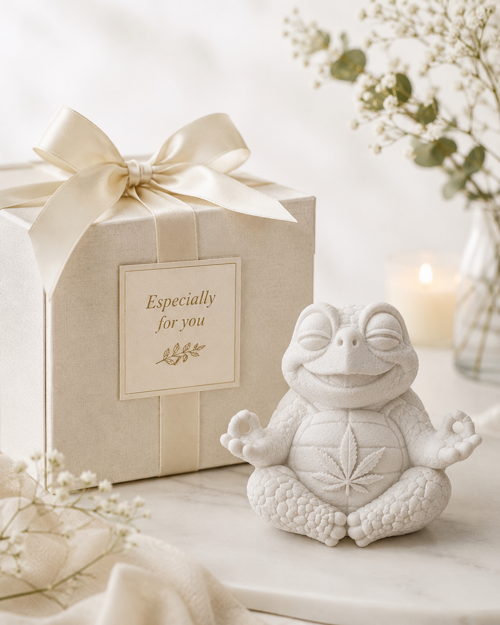 Seitliche Ansicht der weißen Shellax Figur Shelly mit erkennbarem Panzer und 3D-Druck-Details.