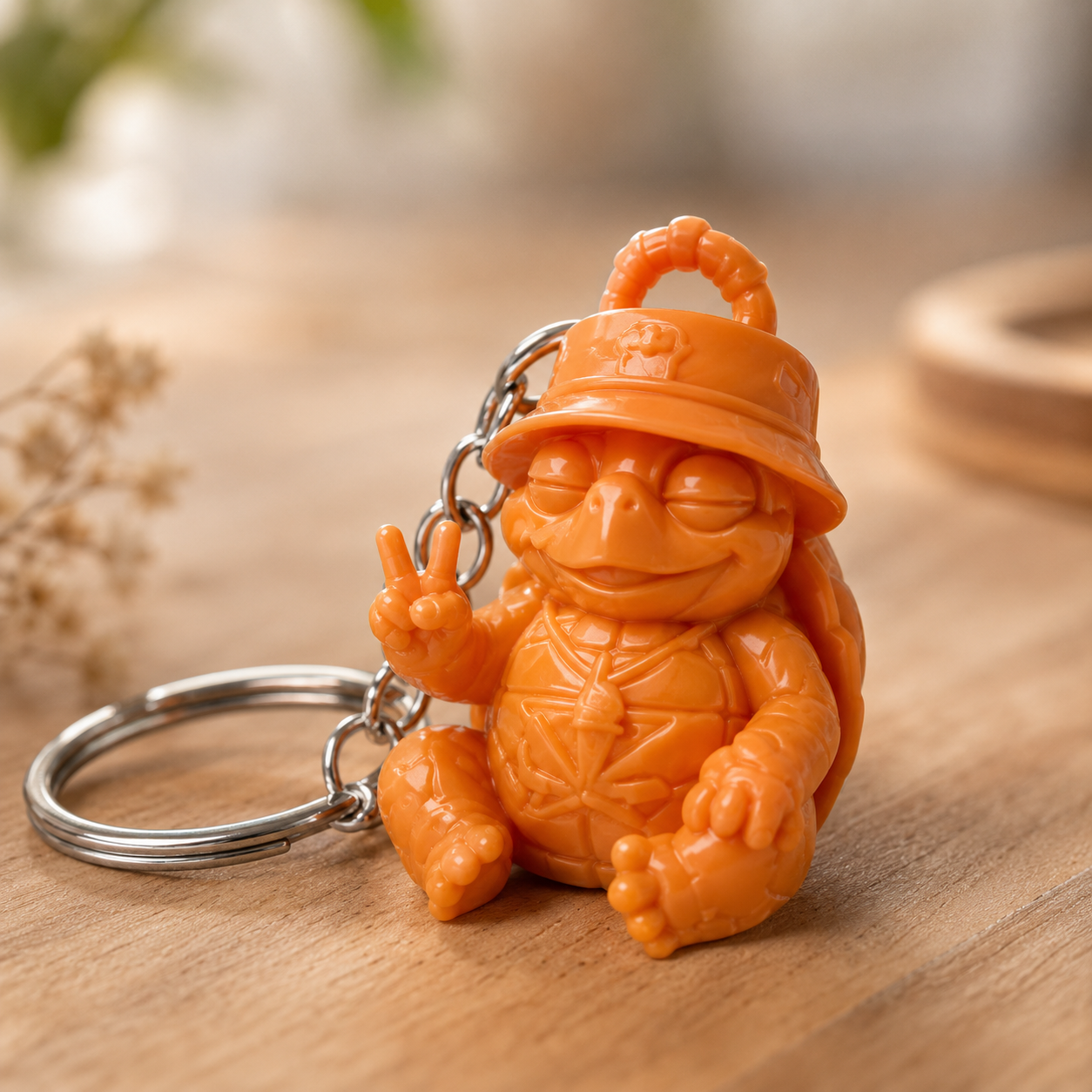 Weiße Shellax Keychain Variante als kleiner Schildkröten-Schlüsselanhänger für Tasche oder Schlüsselbund.